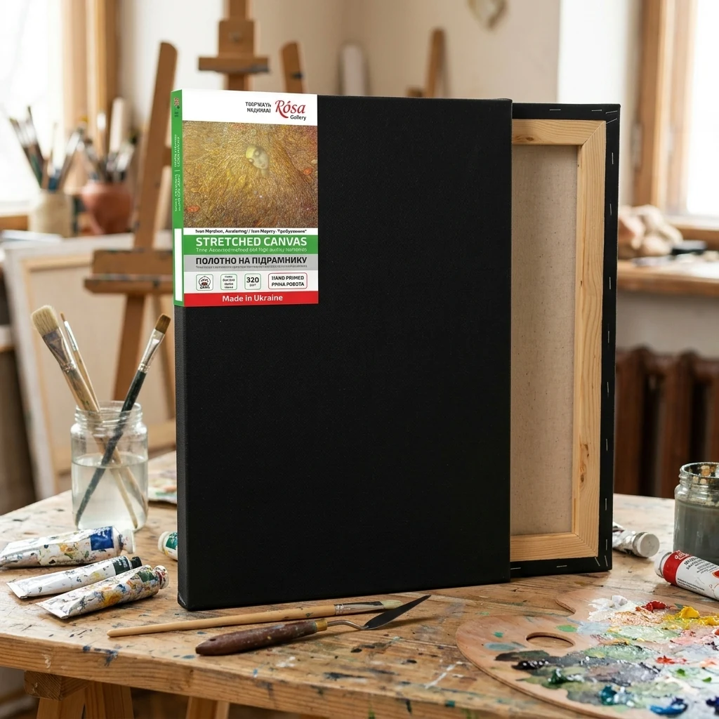 Підрамник чорний 30*30, дрібне зерно, акрил, бавовна ROSA Gallery