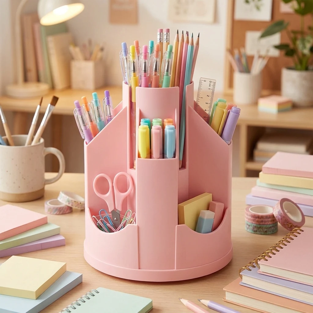 Підставка для ручок рожева, обертається Axent Pastelini