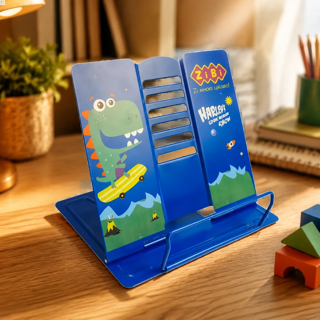 Підставка для книг металева синій ZB.3502-02 — Шкільні канцтовари