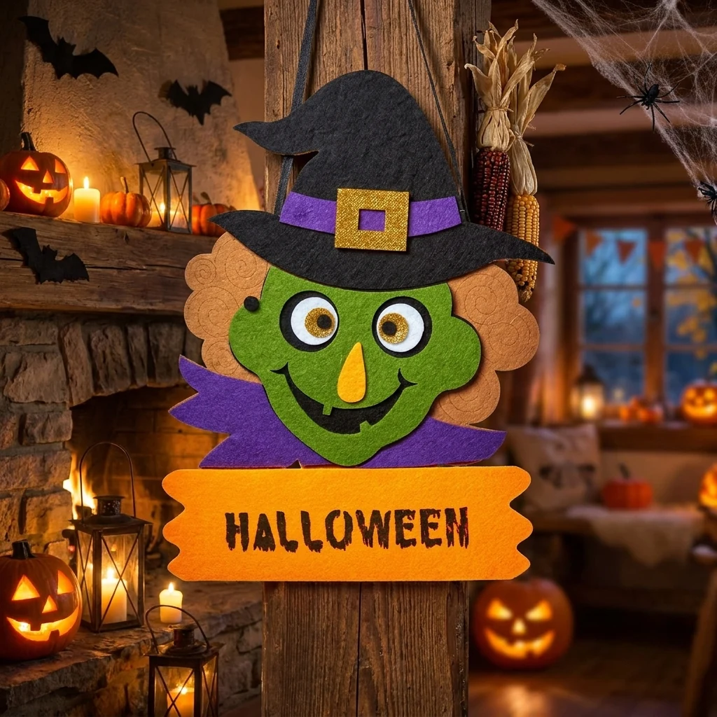Підвіска "Відьма"Halloween" 25*30см фетр