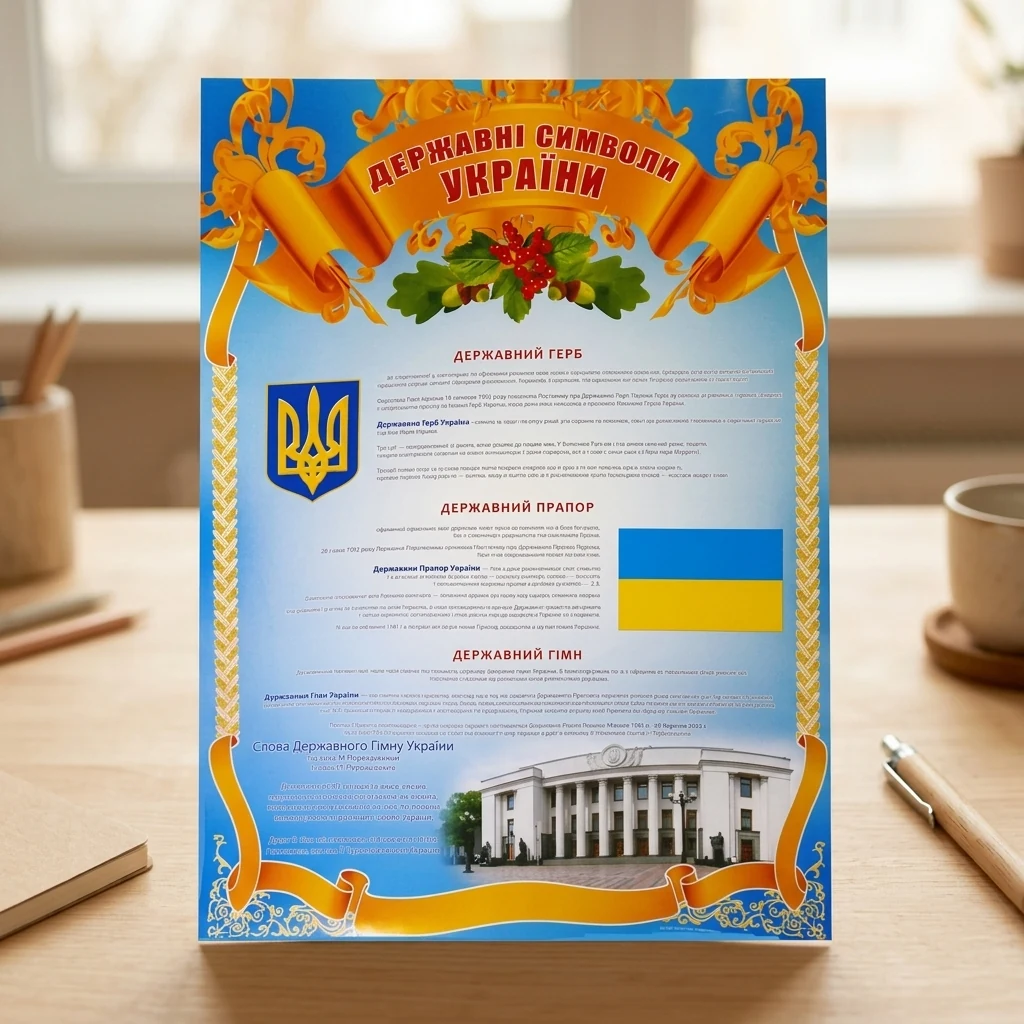 Плакат А2 "Державні символи України"