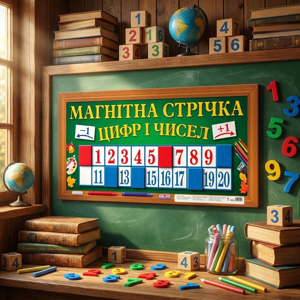 Плакат. Магнітна стрічка цифр і чисел.220х480 мм Ранок