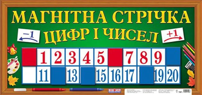 Плакат. Магнітна стрічка цифр і чисел.220х480 мм Ранок