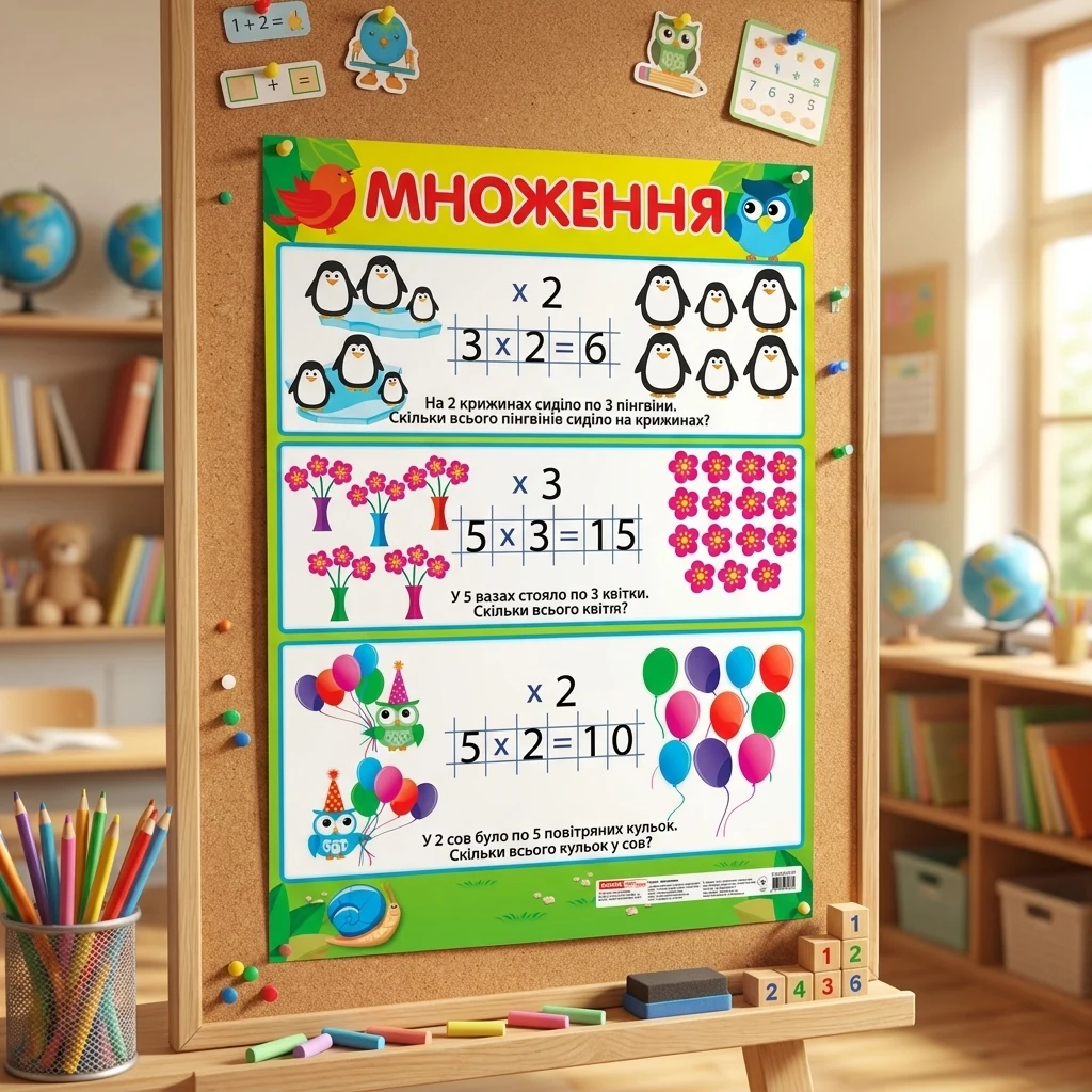 Плакат. Множення. 70х50 см