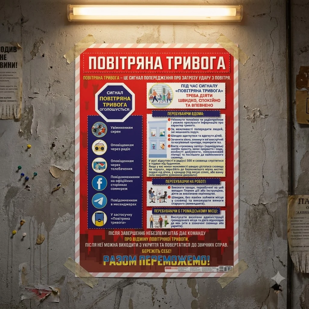 Плакат. Повітряна тривога. 100х70 см