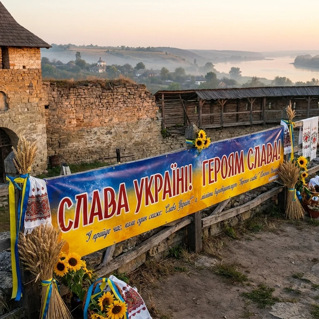 Плакат. Слава Україні! Героям слава! 32х185 см