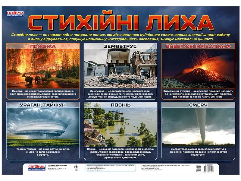 Плакат. Стихійні лиха.480х680 мм. Світогляд/Ранок