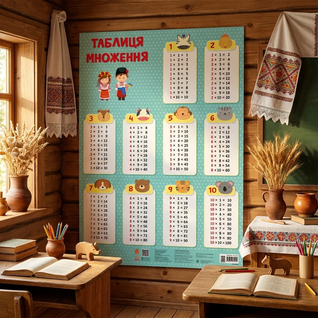 Плакат. Таблиця множення 419х593 мм