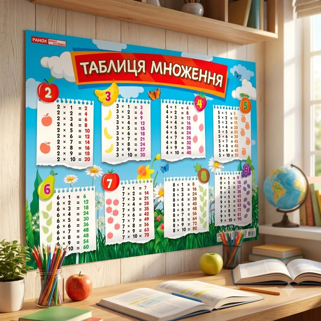 Плакат. Таблиця множення. 50х70см