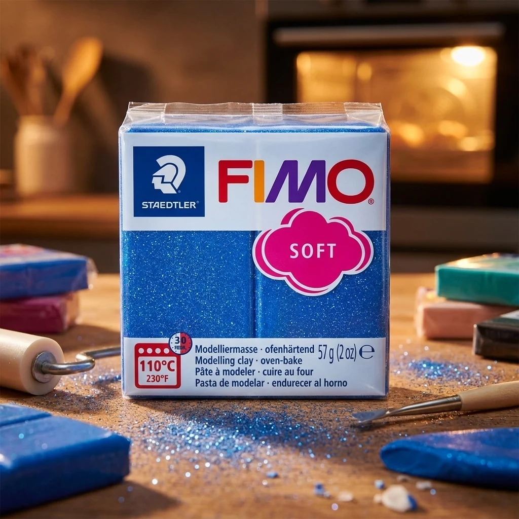 Пластика синя блискуча, 57г, "Soft ", Fimo