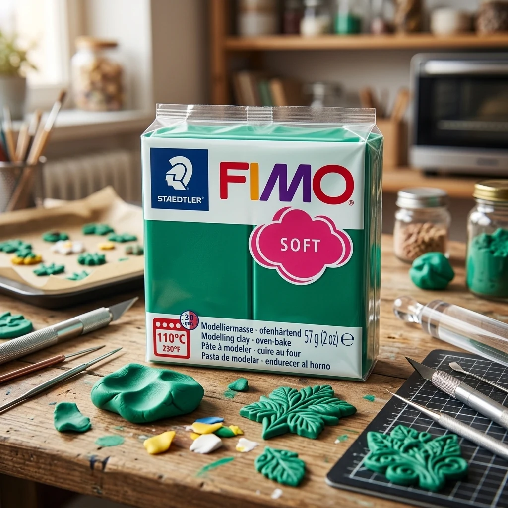 Пластика зелена смарагдова, 57г, "Soft ", Fimo