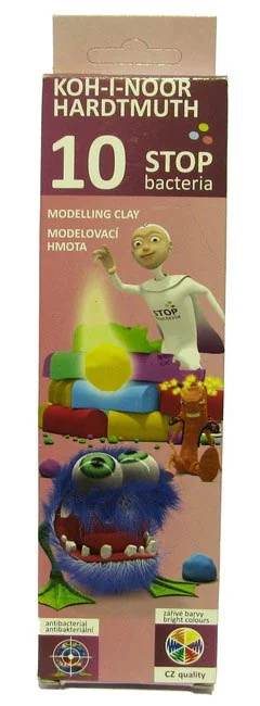 Пластилін 10 кольорів 200 г "Stop bacteria" K-I-N