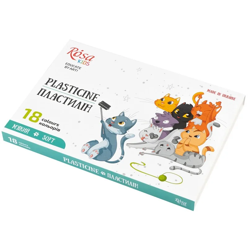 Пластилін 18 кольорів 288г "Cats", зі стеком, ROSA Kids