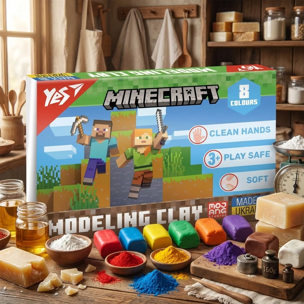 Пластилін 8 кольорів 160 г "Minecraft" Yes