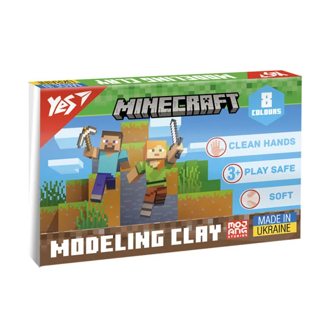 Пластилін 8 кольорів 160 г "Minecraft" Yes