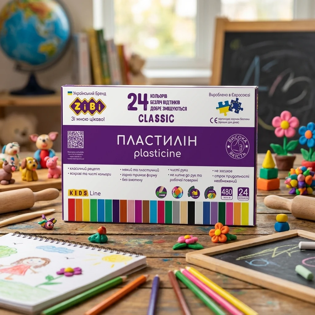 Пластилін CLASSIC ZiBi 24 кольорів 480г ZB.6236