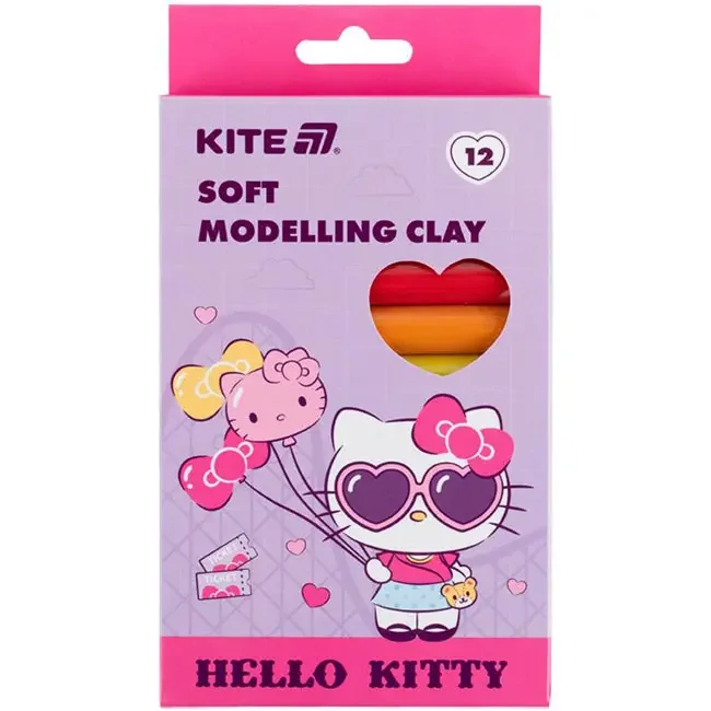 Пластилін восковий 12 кольорів 200 г Kite "Hello Kitty"