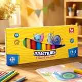 Пластилін восковий круглий Школярик, 12 кольорів + 1 колір у Подарунок, 156г — фото 1