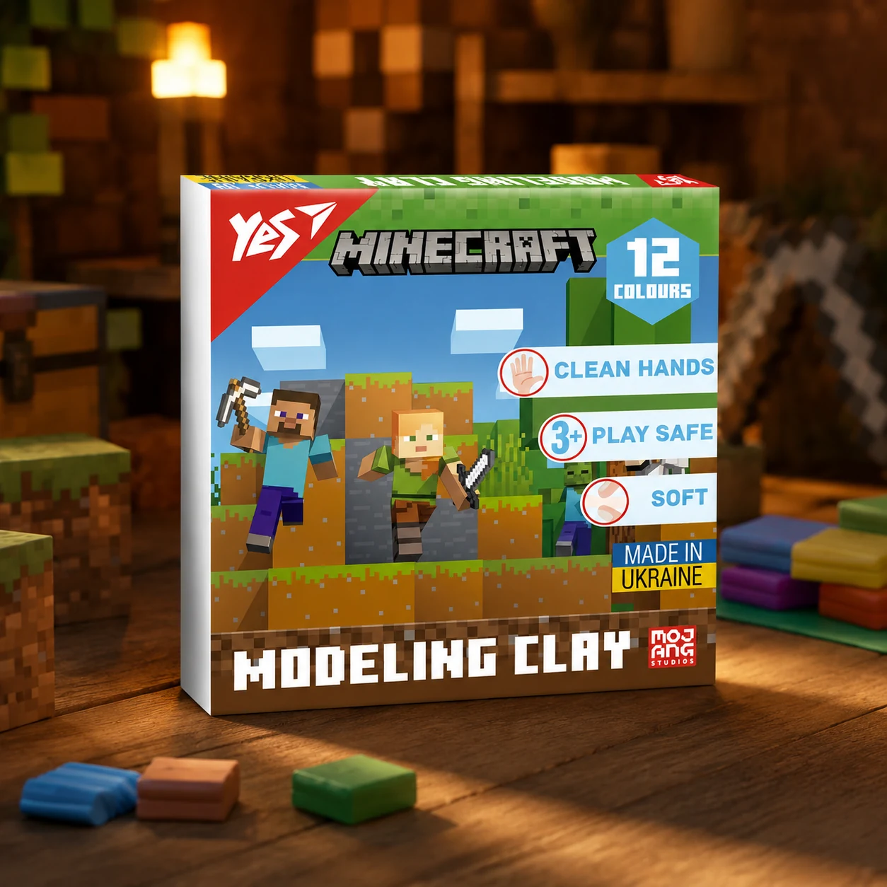 Пластилін Yes Minecraft 12 кол 240г — Малювання та ліплення