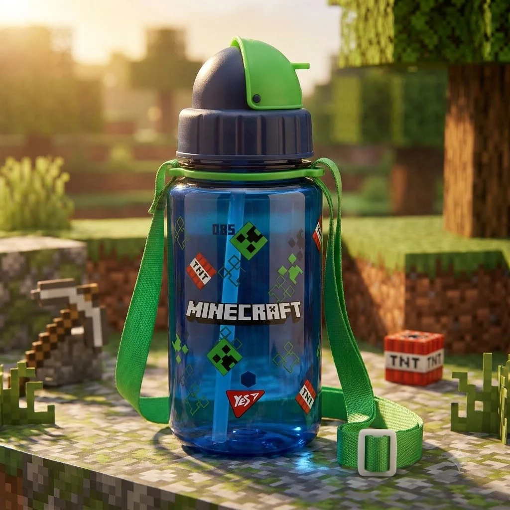 Пляшка для води 360 мл "Minecraft " з трубочкою Yes