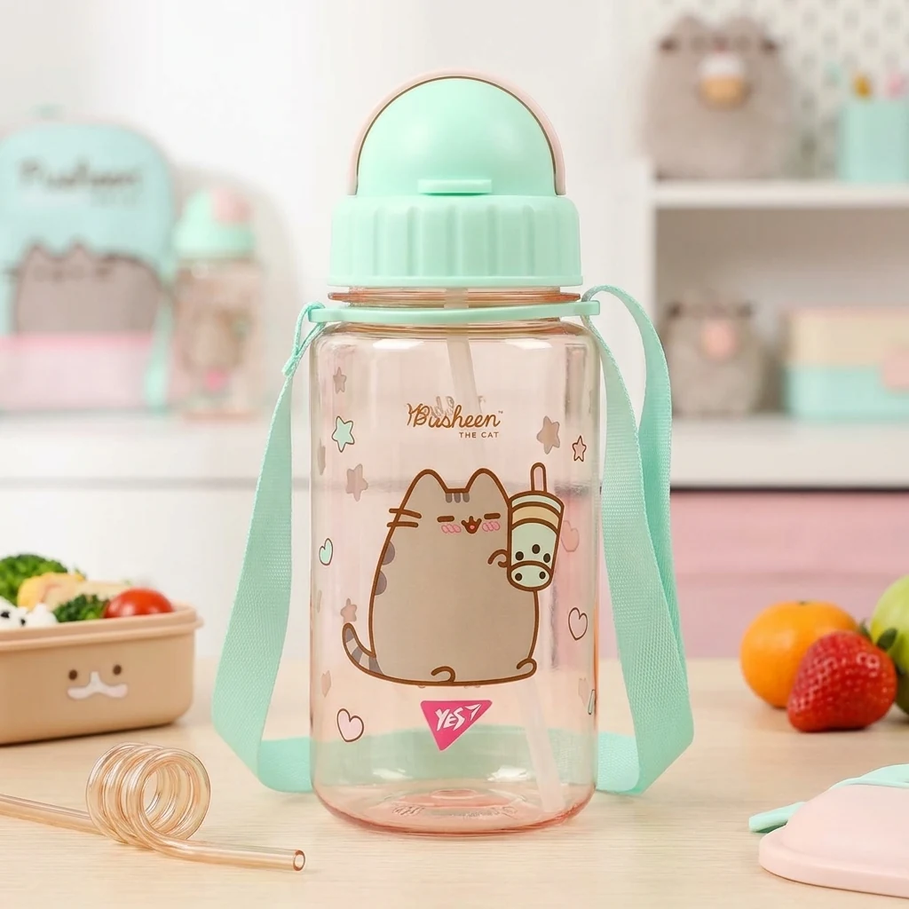 Пляшка для води 360 мл "Pusheen " з трубочкою Yes