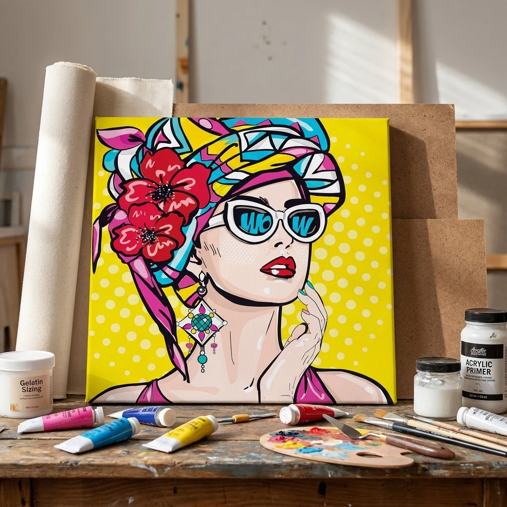 Полотно на картоні з контуром, 30*40см, "Pop Art WOW", акрил, бавовна, Rosa Start