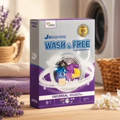 Порошок для прання універсальний жасмин та лаванда Wash&Free 400г 5582