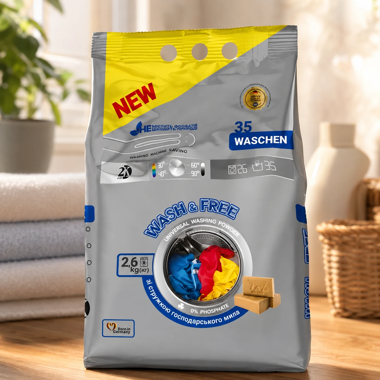 Wash&Free Порошок універсальний 2,6кг — Побутова хімія