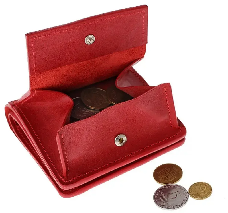Портмоне жіноче 10*10 см натуральна шкіра, бордовий, Grande Pelle, Україна. — фото 3