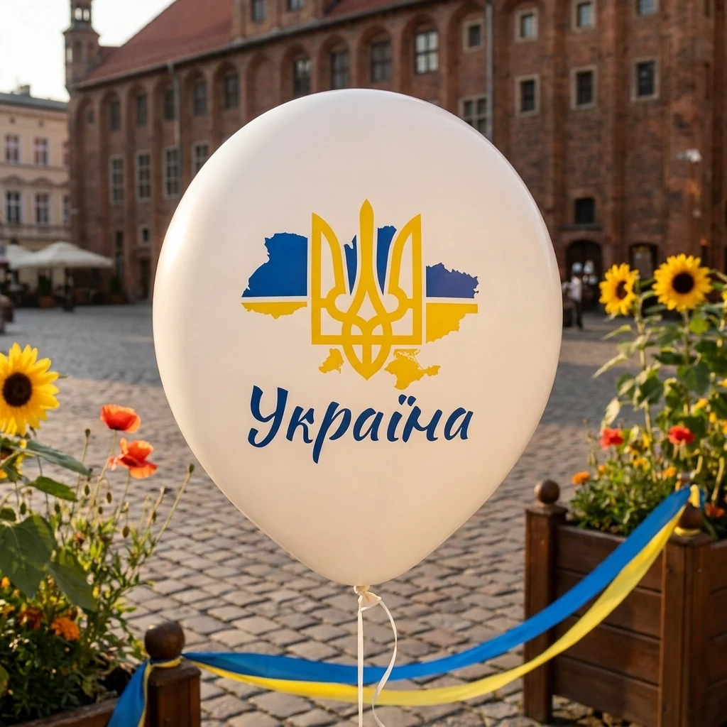 Повітряні кульки №12 (30см) білий "Україна. Герб"