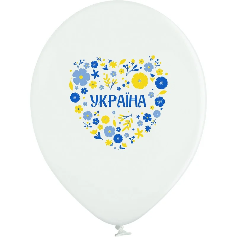Повітряні кульки №12 (30см) білий "Україна. Орнамент"