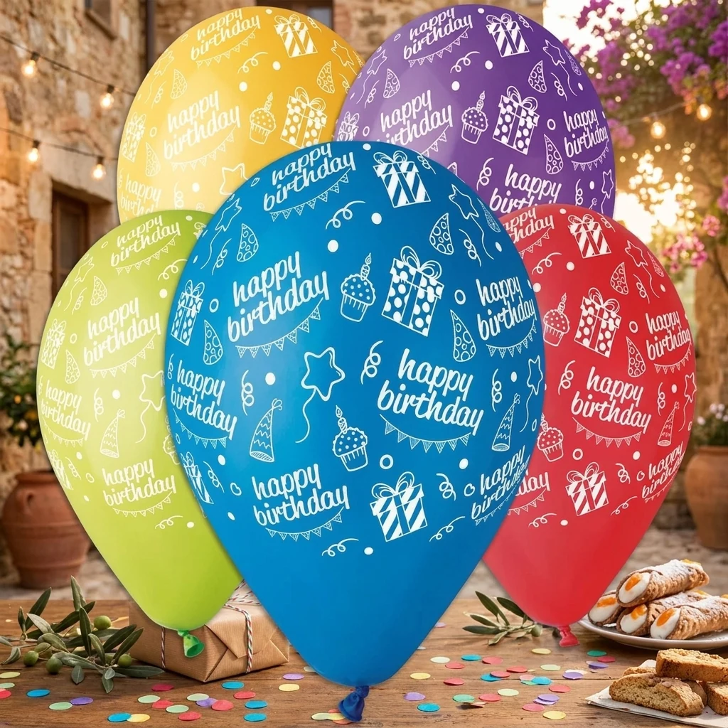 Повітряні кульки 30 см "Happy Birthday" Gemar Італія