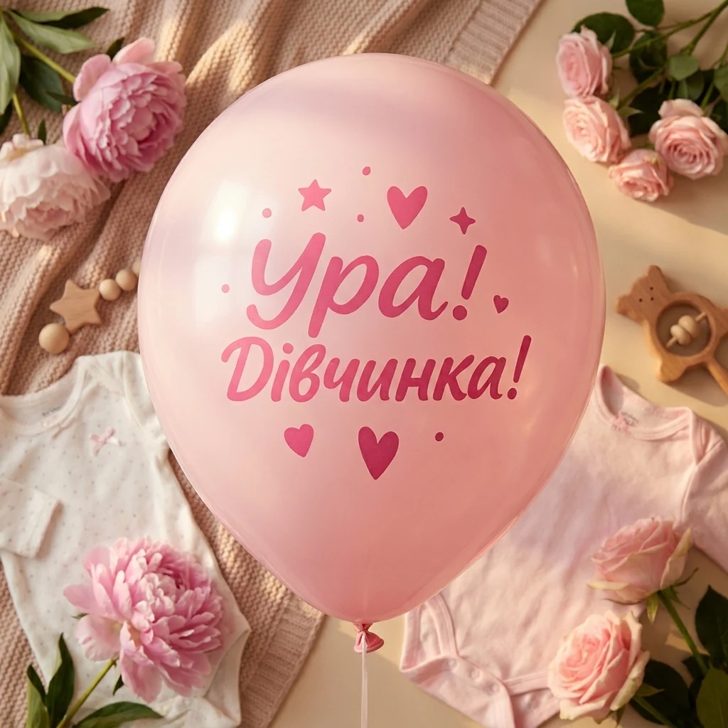 Повітряні кульки "Ура! Дівчинка" 30 см