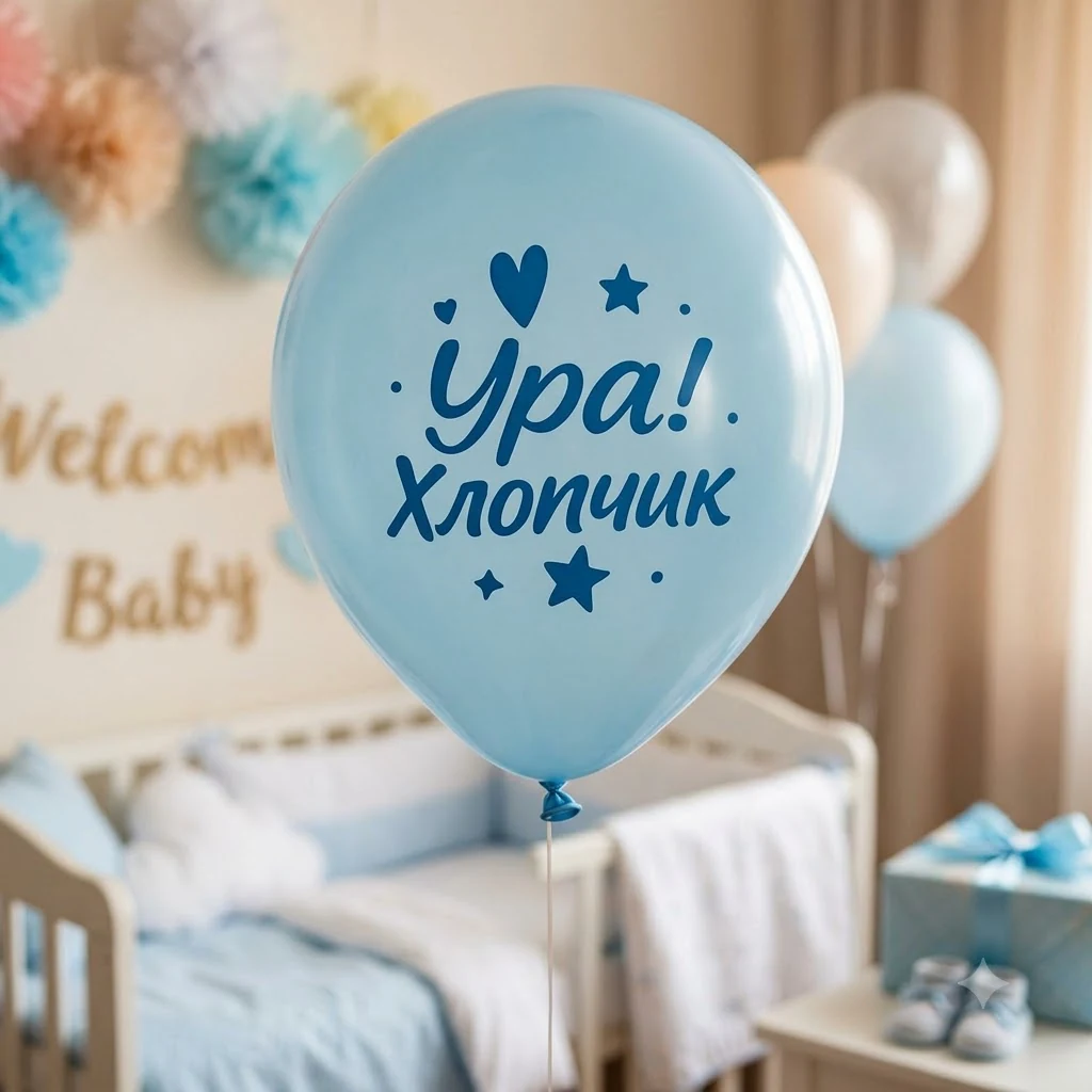Повітряні кульки "Ура! Хлопчик" 30 см