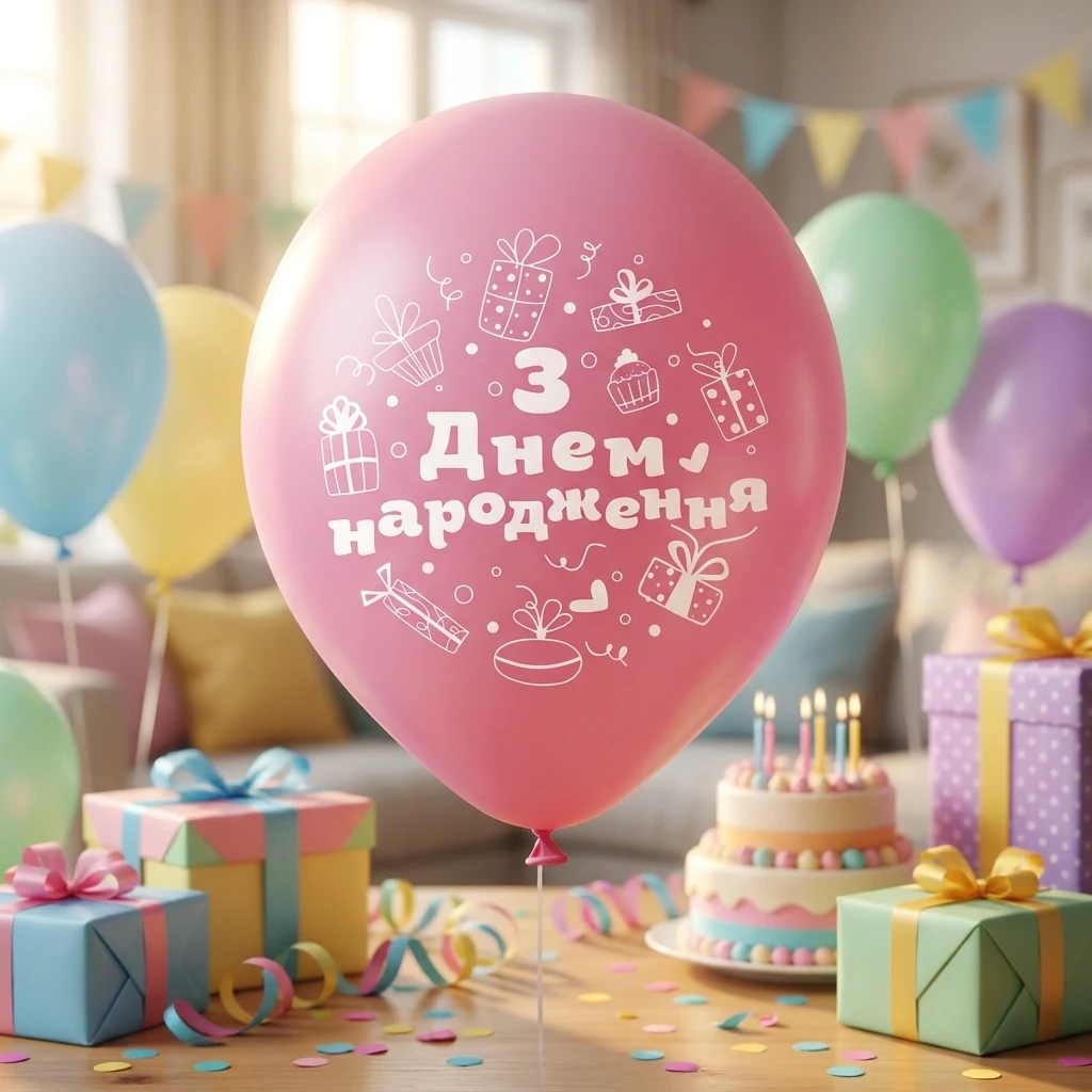 Повітряні кульки "З Днем Народження" 30 см Польща