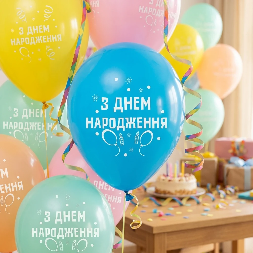 Повітряні кульки "З Днем Народження" 30 см Польща
