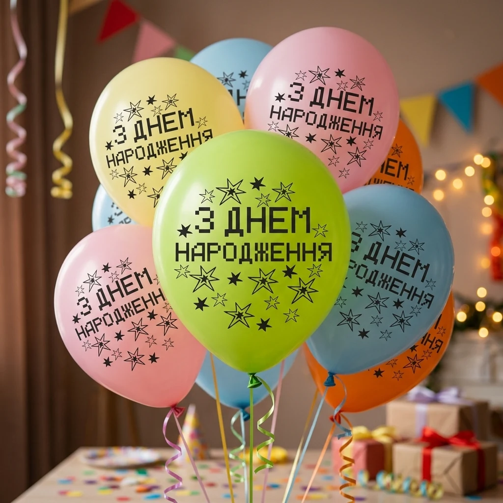 Повітряні кульки "З Днем Народження" 30 см Польща