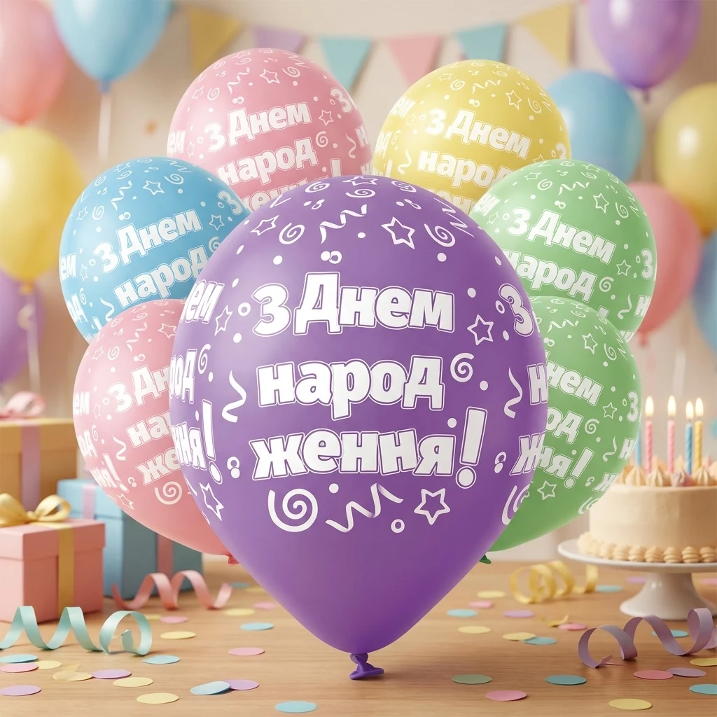 Повітряні кульки "З Днем Народження" 30 см Польща