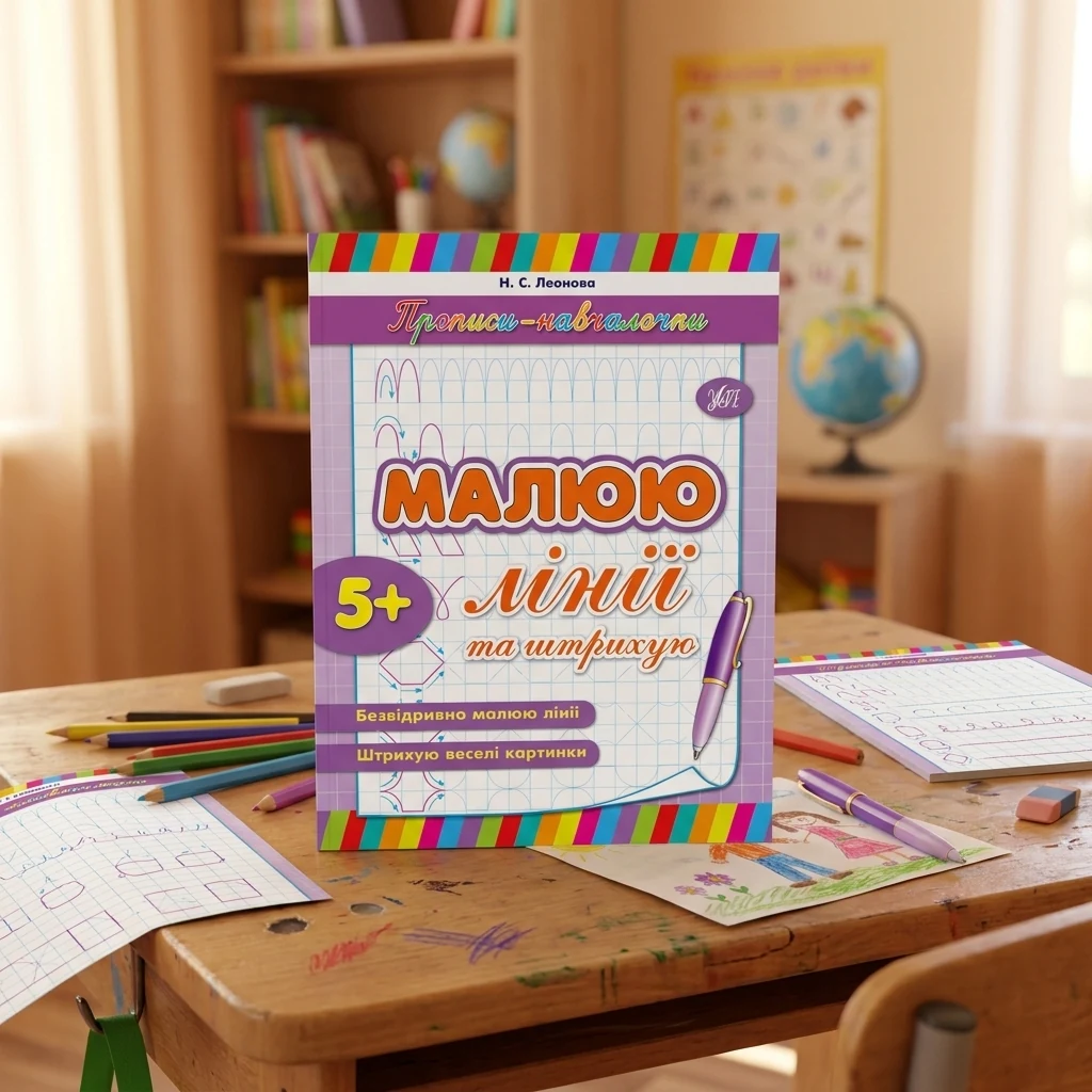 Прописи-навчалочки.Малюю лінії та штрихую.5+ Ула