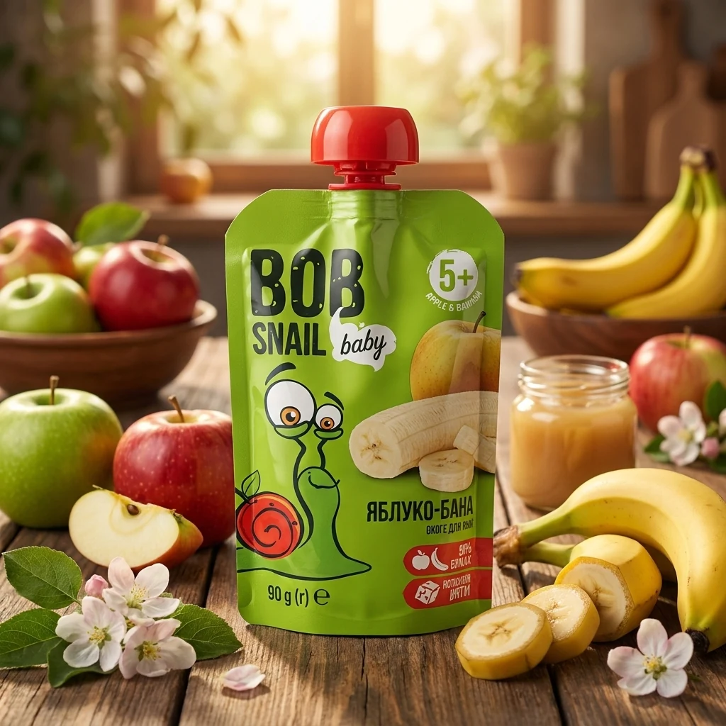 Пюре дитяче Bob Snail яблучно-бананове 90г 43028