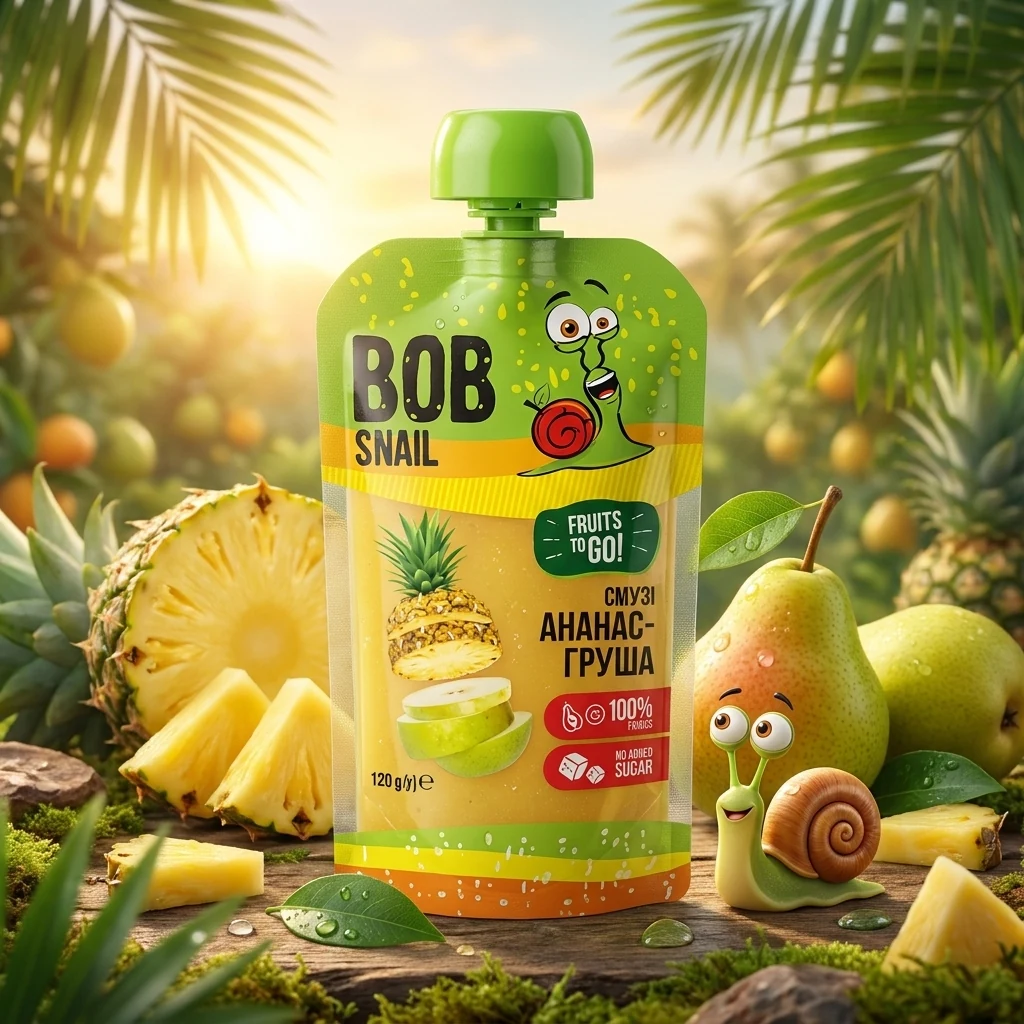 Пюре дитяче смузі Bob Snail ананас-груша-яблуко 120г