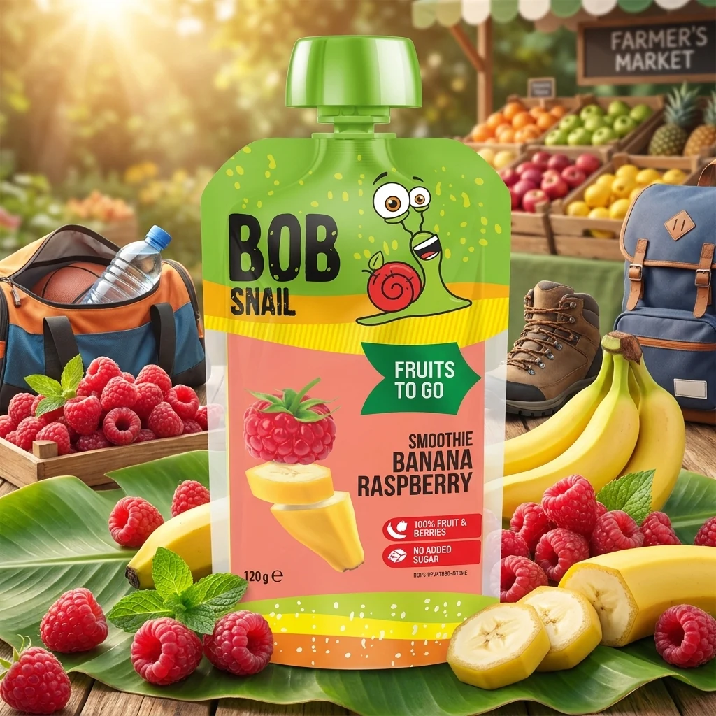 Пюре фруктове Bob Snail Смузі Банан-Малина  120 г