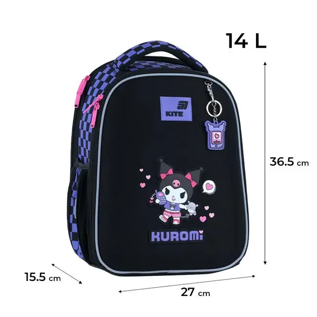 Ранець шкільний "Kuromi" Kite HK26-555S-3 чорний — фото 3