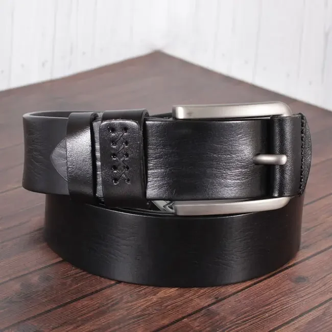 Ремінь шкіряний ширина 3,8 см довжина 130 см чорний DE ESSE