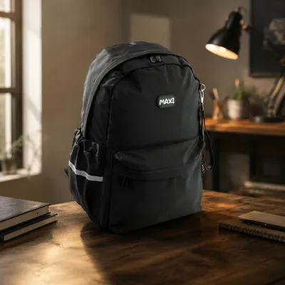 Рюкзак Maxi 15,5 тканинні стрічки на бігунках 8353-black