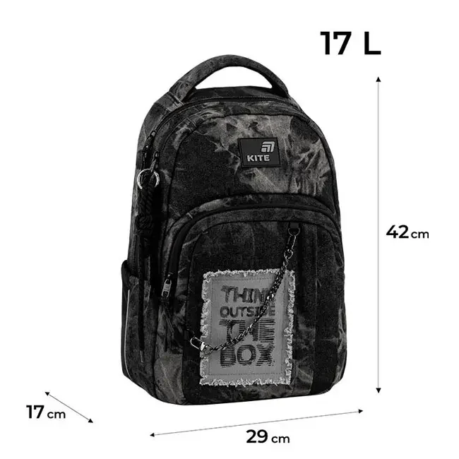 Рюкзак шкільний "Education"Denim Core" Kite K26-2578M-2 чорний — фото 3