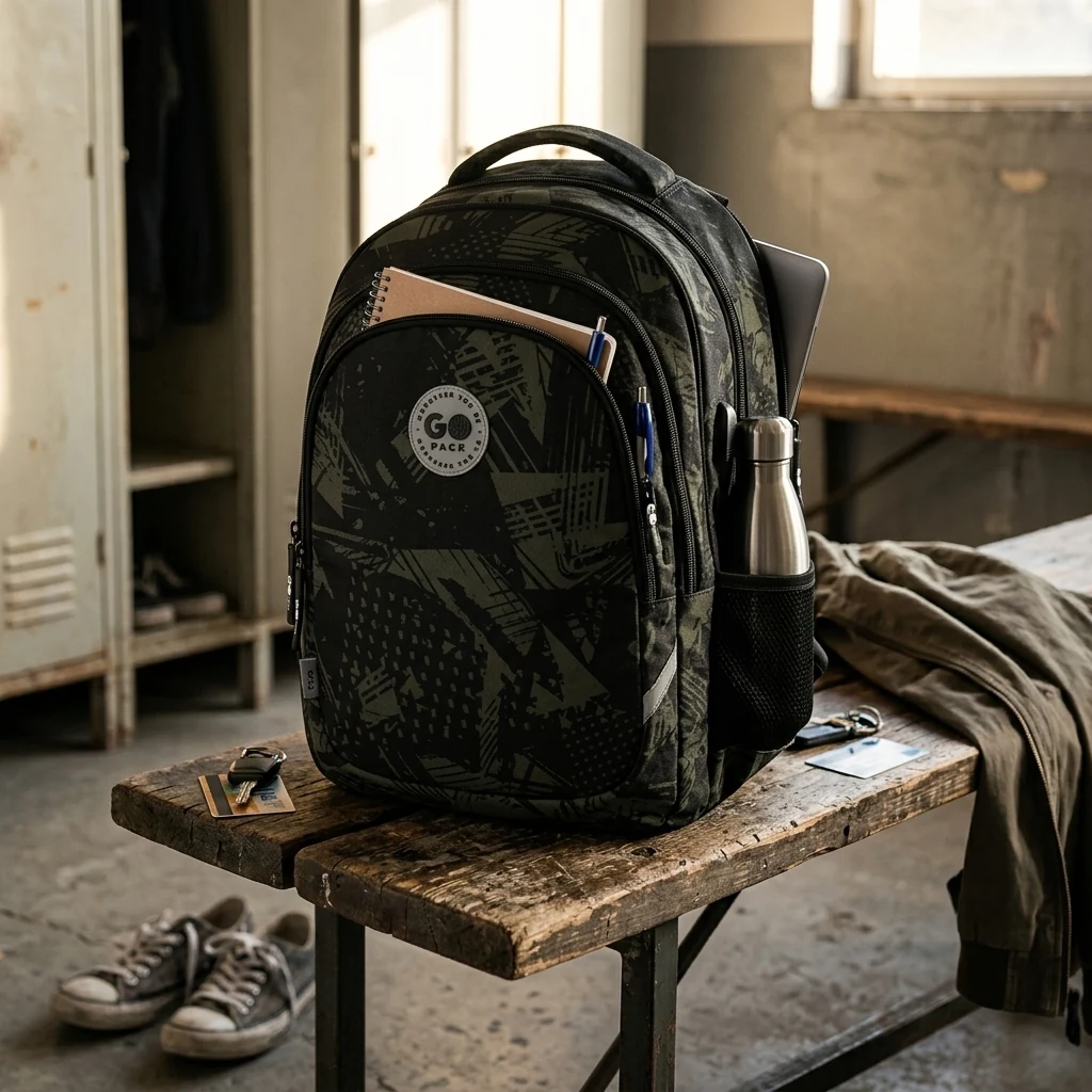 Рюкзак шкільний GoPack "Khaki" GO26-162L-3 чорний