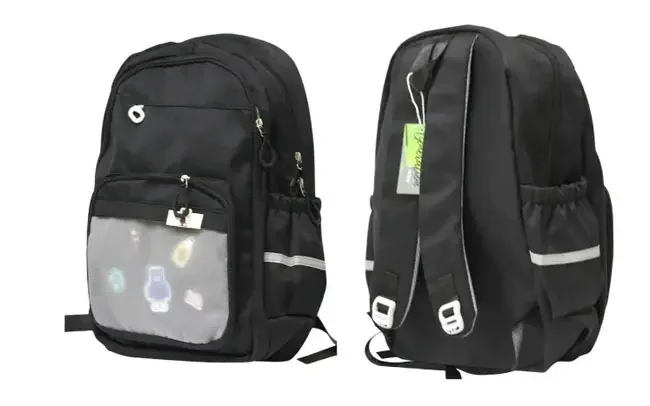 Рюкзак шкільний "Прозорий карман" 46*33*14см чорний — фото 2