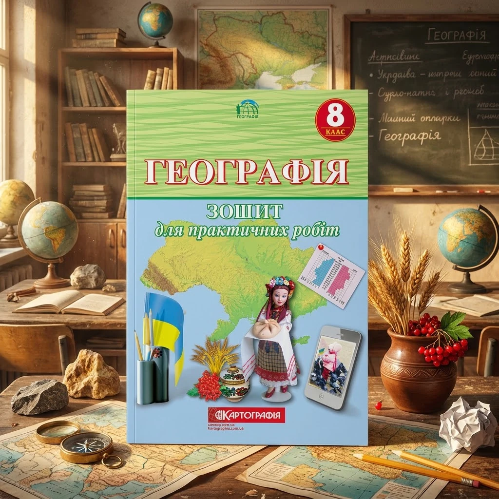 Робочий зошит.Географія 8 кл.для практичних робіт (Картографія)
