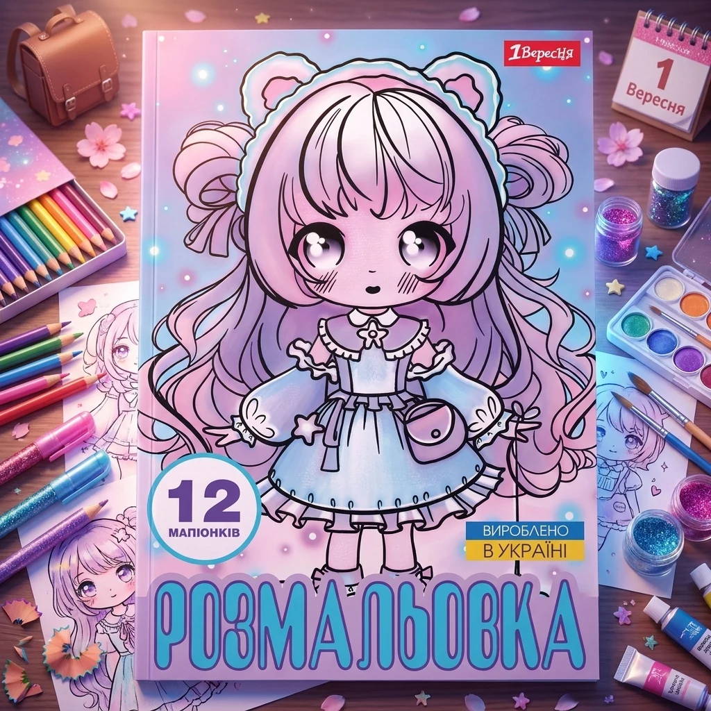 Розмальовка А4 12 сторінок "Anime baby girls" 1 Вересня